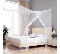 4 Corner Post Mosquito Net for Twin Size Bed, Loft Dormitory, Single Opening Bed Canopy Curtains, Travel Camping Mosquito Netting for Insect Protection, Easy Install