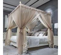 4 Corners Post Canopy Bed Curtain for Girls & Adults - Luxurious Cozy Drape Netting - Cute Princess Bedroom Decoration Accessories