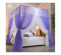 4 Corners Post Canopy Bed Curtains for s & Adults Princess Lace 4 Openings Bed Canopies Mosquito Net for King Queen Full Twin California King Size