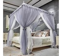 4 Corners Post Princess Mosquito Net Curtains Bed Canopy for Girls Curtain- Double Layer Sheer Mesh Canopies Drapes Girls Room Decor