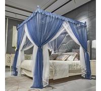 4 Corners Post Princess Mosquito Net Curtains Bed Canopy for Girls Curtain- Double Layer Sheer Mesh Canopies Drapes Girls Room Decor