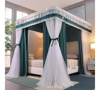 4 Corners Princess Bed Canopy - Double Layer Mosquito Netting for Queen/King Beds, Sheer Mesh Drapes, Stylish Room Decor, Perfect for Kids' Bedrooms