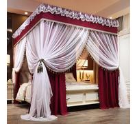 4 Corners Ruffle Canopy Bed Curtain Double Layer Mesh Drapes Sturdy & Shake-Resistant Ideal for Indoor/Outdoor Use Perfect for Bedrooms Patios Hammocks Decks