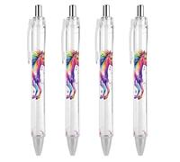 4 Count Retractable Watercolor Horse Ballpoint Pens 0.5mm, Smooth Writing Ink Pen, Gel Pens for Home Office Essentials