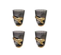 4 Ct Luxury Snake Design Drinking Gobblets Set Black Smoke Plastic with Gold Serpent Detail Decorative Cocktail Tumblers Halloween Fall Decor