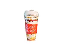 4 CT Thanksgiving Disposable 12 Ounce Coffee Cups with Lids Fall Leaves Design, Grateful and Thankful Message Fall Drinking Cups for Hot and Cold Beverages Thanksgiving Autumn Party Supplies