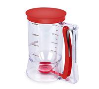 4-Cup Batter Dispenser with Easy-Squeeze Handle and Clear Measurement Marks, Ideal for Pancakes, Waffles, Muffins, Crepes and Cupcakes, Red