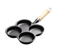 4 Cup Cast Iron Egg Pan, Pre Seasoned Nonstick Frying Pan, Breakfast Maker for Omelette Burgers Pancakes, Family Sized Cooking Essential