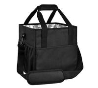 4 Cup Drink Caddy with Handle & Shoulder Strap Foldable Portable Coffee Cup Holder Bag Adjustable Dividers & Side Pockets for Delivery Travel Picnics