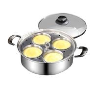 4-Cup Egg Poacher Pan for Induction Hob - Stainless Steel Non-Stick Cooker, Steamer for Poached Eggs | Breakfast Brunch, Meal Prep