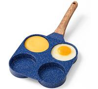 4-Cup Nonstick Frying Egg Pan Blue Marble, Granite Pancake Pan, PFOS & PFOA Free, Die-Cast Aluminum with Heat-Resistant Handle, 500°F Stove-Safe, Compatible with Induction, Gas & Electric Cooktops