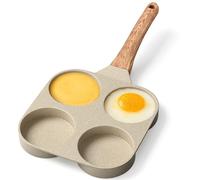 4-Cup Nonstick Frying Egg Pan White Marble, Granite Pancake Pan, PFOS & PFOA-Free, Die-Cast Aluminum with Heat-Resistant Handle, 500°F Oven Safe, Compatible with Induction, Gas & Electric Cooktops