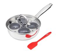 4 Cup Stainless Steel Egg Poacher or Sauté Pan with Lid & Spatula Cooks Professional Silver One Size