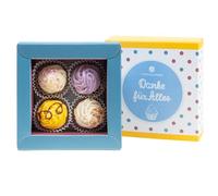 4 CupCake shaped pralines - Birthday | Special and luxurious pralines | Chocolate | Present | Gift idea | Woman | Man | Father | Mother | Grandma | Grandpa | Adults