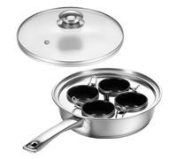 4 Cups Egg Poacher Pan Stainless Steel Poached Egg Maker Nonstick Poached Egg Cooker Easy to Release Steamed Pudding Cooker Poacher Cups for Cooking