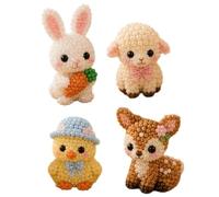 4 Cute Creative Animal Beading Set DIY Beaded Animal Kit PVC Fun Engaging Relax Unwind Boost Creativity Focus Gain A Great Sense of Accomplishment for Kids, Adults & Beginners
