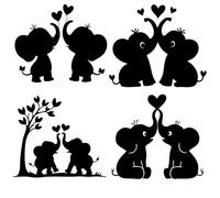 4 Cute Elephant Love Heart Fun Waterproof Sticker Decal - Use on Car Bumpers, Laptops, Mirrors, Water Bottles, Scrapbooking, Animal Gifts (14cm (5.5") Long)