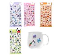 4 Cute Stickers for Children, Shiny Craft Stickers, 3D Design Car Stickers for Children, School, Notebooks, Laptops, Water Bottles, Scrapbooking, Planner, Decoration, Gift, Presentation, Writing