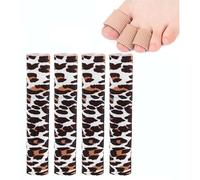 4 Cuttable Toe Protectors Silicone Toe Cushion Tube Toe Separator Hallux Valgus Cuttable Toe Cushion Tube Toe Caps Pad Gel Toe Pads Tube Bandage for Cushion Corn Yellow Leopard Print Long - L