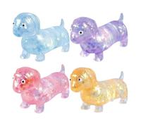 4 Dachshund Stress Toy, Glitter Sausage Dog Fidget Squeeze Toy, Soft Sensory Squeeze Ball, Sparkly Cute Mini Dog Stress Relief Toys For Kids, Adults, Office, Home, Workers, Study Break