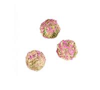 4 Decorative balls natural white and pink flowers 5 cm