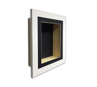 4" Deep Shadow Box Frame: Black Mount Memory Box -White Frame/10 X 8 Inches