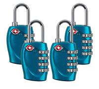 4 Dial Digit TSA Approved Travel Luggage Locks Combination for Suitcases (Blue-4pack)