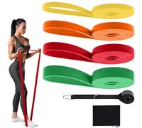 4 Different Levels Exercise Bands Set with Door Anchor & Bag, Long Resistance Band, Stretch Band for Men, Women, Gym, Pull Up Bands for Workout, Fitness, Yoga, Muscle Training, Toning