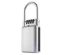 4-Digit Combination Key Lock, Weatherproof Portable Key Safe Box, Resettable Security Password Lock for Keys, Durable Grillo Silver Lockbox