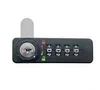 4-Digit Combination Lock for Filing Cabinet, Drawer & Shoe Storage, ABS Plastic Rotary Latch with Back Panel and Key, Secure Furniture Lock Mechanism, Black(Right Open)