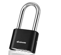 4-Digit Combination Lock, Heavy Duty Padlock Metal, Outdoor Alloy Locks with Long Hardened Steel Shackle, High Security Weatherproof Large Padlocks for School, Locker, Fence, Gate, Hasp, Case-Black