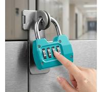 4-Digit Combination Padlock, Resettable Code Lock with Hardened Steel Shackle, Weatherproof Security Lock for Gym Locker, Fence, Toolbox, Gate, Hasp, Storage Unit-Blue