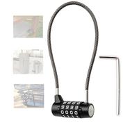 4 Digit Combination Padlock Safety Lock Long Shackle locker Steel Cable Lockers with Code Cabinet Door Handle Outdoor Resettable Waterproof for Luggage Bicycles Gym Fences Pet Doors Wardrobes Suitcase