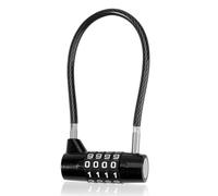 4 Digit Combination Padlock, Steel Cable Padlocks with Code, Waterproof Outdoor Safety Long Shackle Padlock for Sheds,Gyms,Lockers,Suitcase