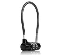 4-Digit Combination Padlock with Steel Cable - 3/16" Diameter, 7" Length - Secure Lock for Cabinets, Lockers, Pet Doors & Sheds - Resettable Code & Weatherproof Design