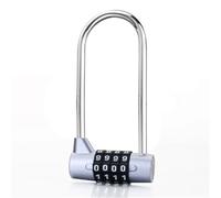 4 Digit Combination Password Padlock Lengthened Shackle Code Lock | 4-digit combination padlock with lengthened shackle, sturdy zinc alloy, keyless, easy to set or reset code.(Silver)