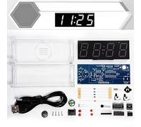 4 Digit Digital Tube Clock Kit with Temperature, W isplay, Alarm, 51 MCU Chipset and DS1302 Real Time Clock Module for Electronic DIY (White)