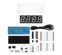 4 - Digit DIY Digital LED Clock Kit, Electronic DIY Kit Clock with Auto Time Temperature Display, Light - Sensing Brightness, Alarm Timer, Transparent Case for Electronics Enthusia (Green)