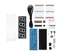 4 - Digit DIY Digital LED Clock Kit, Electronic DIY Kit Clock with Auto Time Temperature Display, Light - Sensing Brightness, Alarm Timer, Transparent Case for Electronics Enthusia (White)