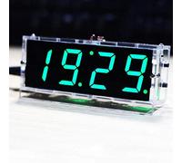4 Digit DIY LED Digital Clock Kit With Time/Temperature/Date Display, Light Control - Electronic Clock for Beginners and Professionals (Green)
