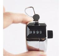 4 Digit Metal Tally Counter Handy Clicker Lap Number Test Portable Fitness Yoga Accessories (Silver, One Size)