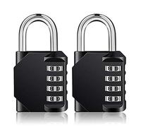 4 Digit Padlock, 2 Pack Combo Lock for Gym, School, Travel Baggage, Sport Locker, Toolbox and Storage (Black)