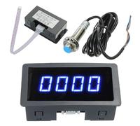 4 Digital LED Display Tachometer, RPM Speed Meter Panel Inductive Hall Effect Sensor NPN Proximity Switch for Measuring Temperature and Pressure Blue