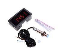 4 Digital Tachometer RPM-Speed Meter ProximitySwitch, Red | 4 Digital Tachometer and Hall Proximity Switch Sensor NPN for Lathe / / and Spring, High-Precision
