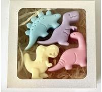 4 DINOSAUR SOAPS, SHERBET LEMON, CHILDRENS SOAP GIFT BOX SET