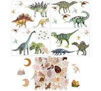 4 Dinosaur Wall Stickers and 50 Dinosaur Stickers, Children's Room Decoration, Cute Cartoon Wall Stickers, Home Decoration Supplies