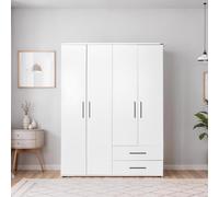 4 Door 2 Drawer Large Combination Wardrobe FWStyle White One Size