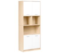 Beliani 4 Door Bookcase Zehna Light Brown/ White