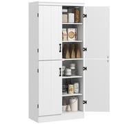 HOMCOM Kitchen Cupboard Storage Cabinet With 4 Doors And Adjustable Shelves White, White