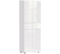 4-Door Kitchen Cupboard Freestanding Storage Cabinet W/ Shelves & Drawers White